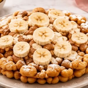 Banana pudding funnel cake with wafers